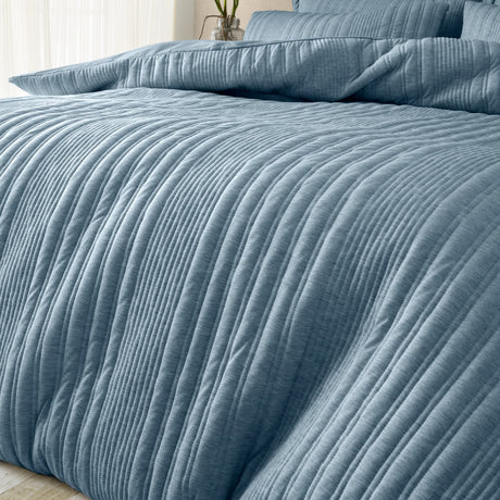 Pineapple Elephant Tamba Stripe Chambray Duvet Cover Bedding Set - Tamba Jersey Stripe Duvet Set Blue