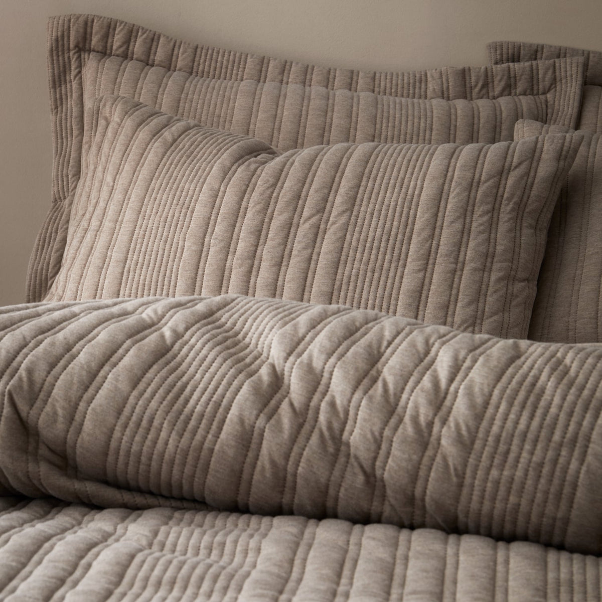 Pineapple Elephant Tamba Jersey Stripe Natural Duvet Cover Bedding Set - Tamba Jersey Stripe Duvet Set Natural