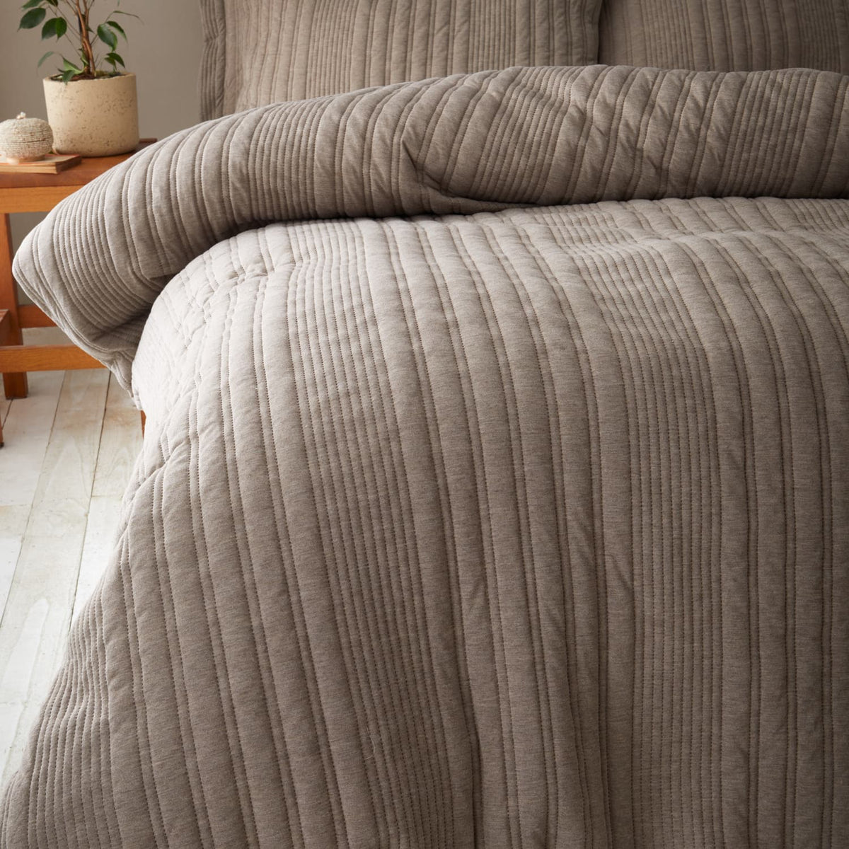 Pineapple Elephant Tamba Jersey Stripe Natural Duvet Cover Bedding Set - Tamba Jersey Stripe Duvet Set Natural