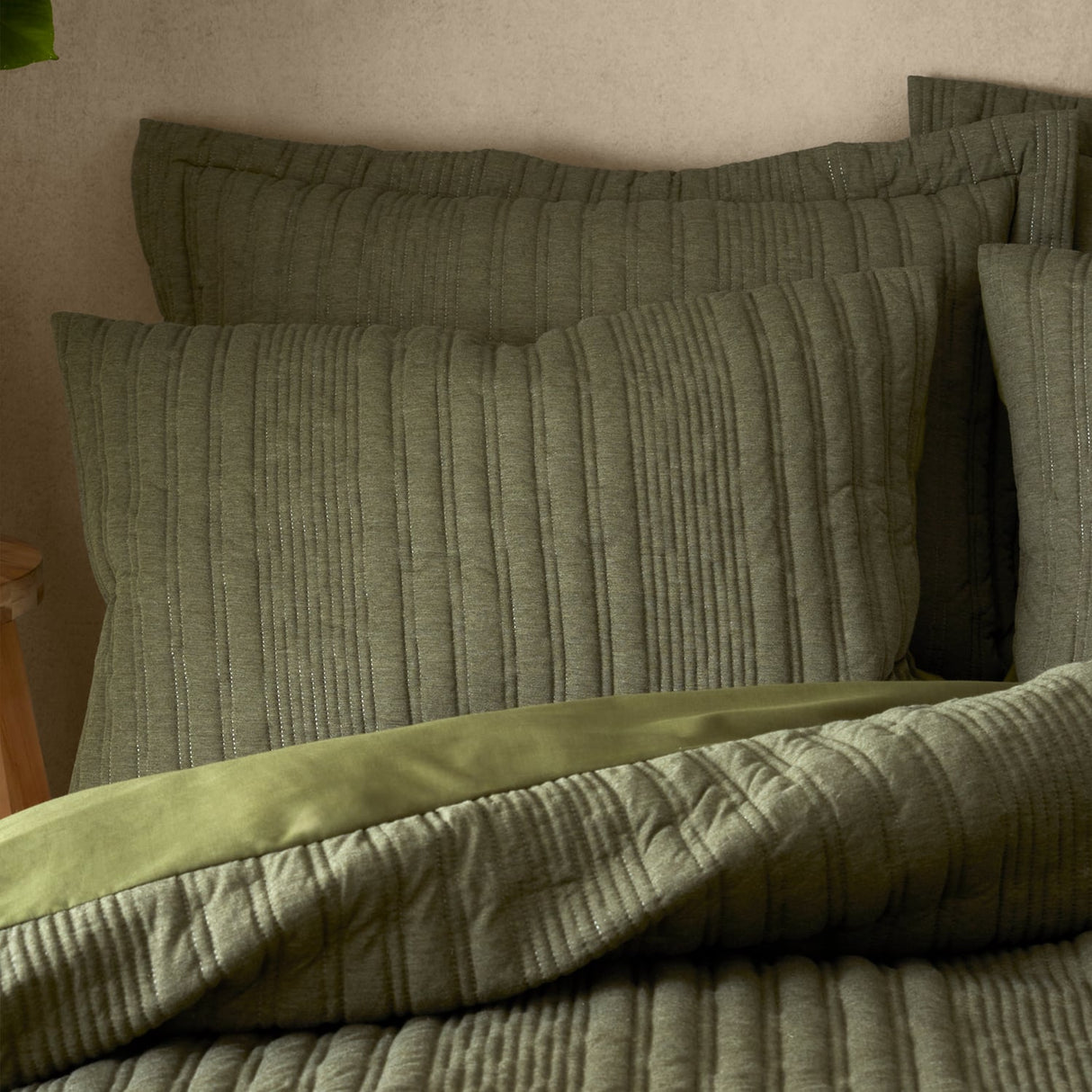 Pineapple Elephant Tamba Jersey Stripe Duvet Cover Set - Tamba Jersey Stripe Duvet Set Olive