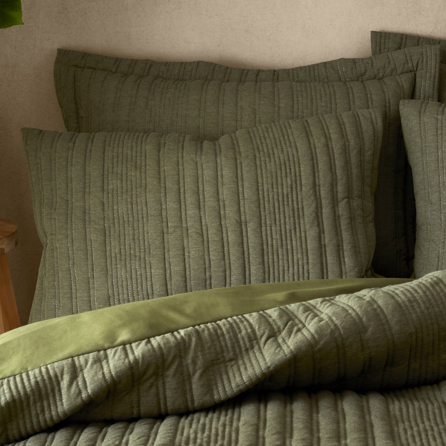 Pineapple Elephant Tamba Jersey Stripe Duvet Cover Set - Tamba Jersey Stripe Duvet Set Olive