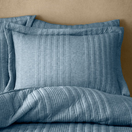 Pineapple Elephant Tamba Jersey Stripe Pillowcases - Tamba Jersey Stripe Oxf Pc Pair Blue