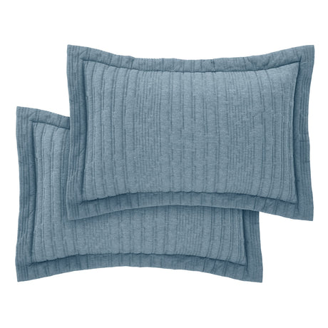 Pineapple Elephant Tamba Jersey Stripe Pillowcases - Tamba Jersey Stripe Oxf Pc Pair Blue