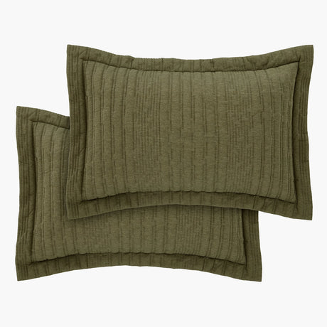 Pineapple Elephant Tamba Jersey Stripe Pillowcases - Tamba Jersey Stripe Oxf Pillowcase Pair Olive