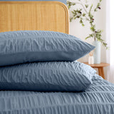 Catherine Lansfield Seersucker Duvet Cover Set - Lansfield Blue - Seersucker Duvet Set Blue