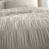 Bianca Fine Linens Seersucker Woven Stripe Natural 100% Cotton Duvet Cover Bedding Set