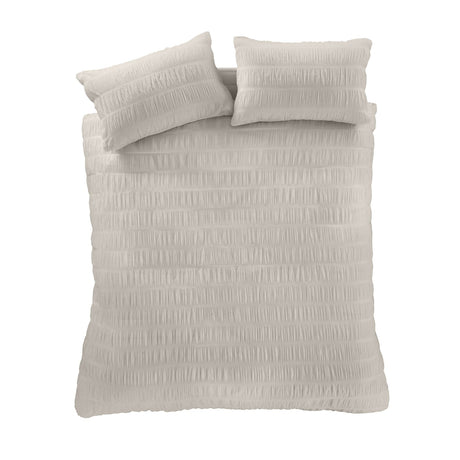 Catherine Lansfield Seersucker Duvet Cover Set - Seersucker Duvet Set Natural