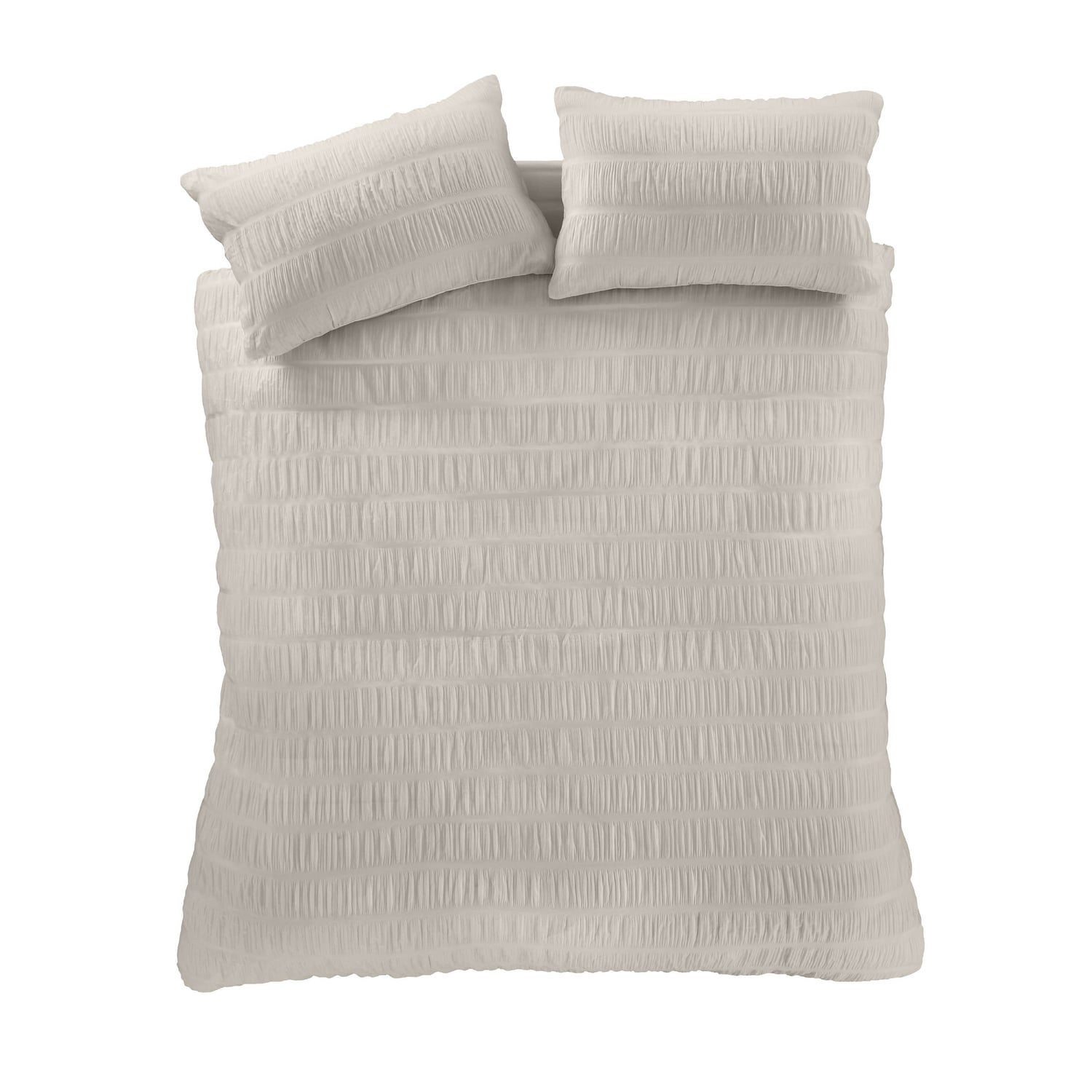 Bianca Fine Linens Seersucker Woven Stripe Natural 100% Cotton Duvet Cover Bedding Set