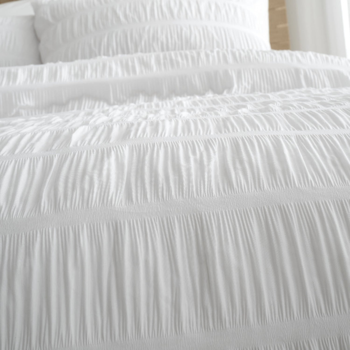 Catherine Lansfield Seersucker Duvet Cover Set - Seersucker Duvet Set White