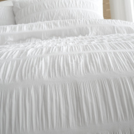 Catherine Lansfield Seersucker Duvet Cover Set - Seersucker Duvet Set White