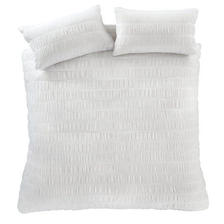 Catherine Lansfield Seersucker Duvet Cover Set - Seersucker Duvet Set White