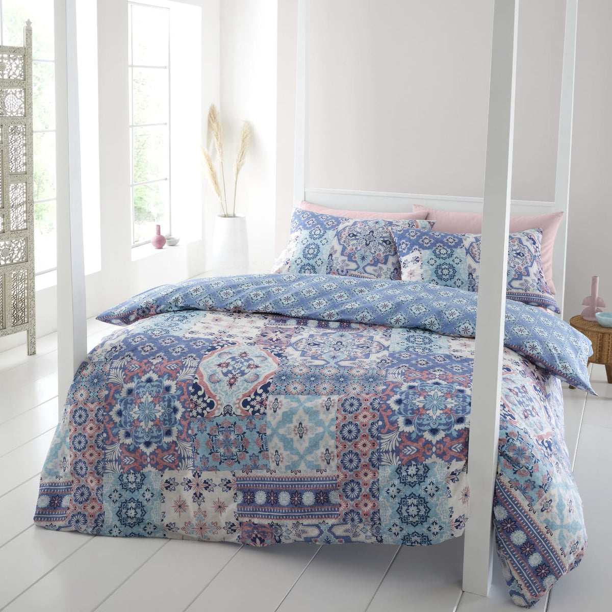 Catherine Lansfield Boho Patchwork Beige Duvet Cover Set