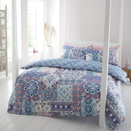 Catherine Lansfield Boho Patchwork Beige Duvet Cover Set
