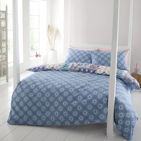Catherine Lansfield Boho Patchwork Beige Duvet Cover Set - Boho Patchwork Duvet Set