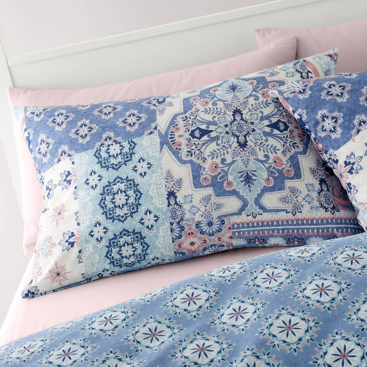 Catherine Lansfield Boho Patchwork Beige Duvet Cover Set - Boho Patchwork Duvet Set
