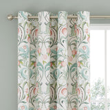 Catherine Lansfield Clarence Floral Natural Lined Eyelet Curtains 66 x 72 Inch Polycotton
