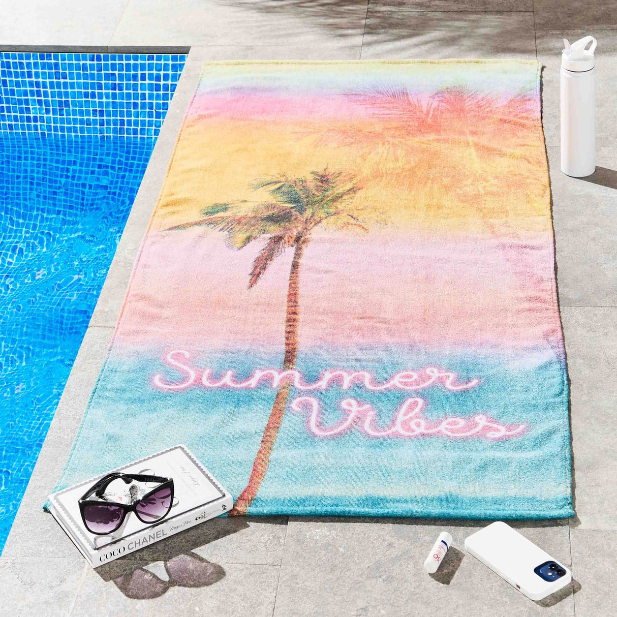 Sassy B Summer Vibes Cotton Beach Towel 76x160cm - White