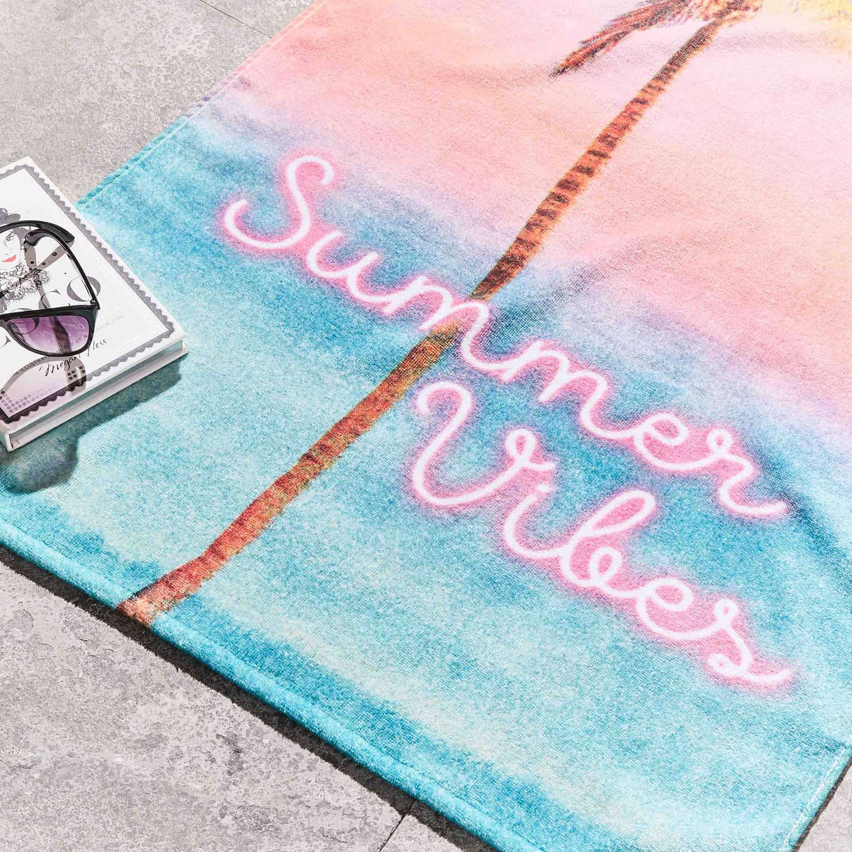 Sassy B Summer Vibes Cotton Beach Towel 76x160cm - White - Summer Vibes Beach Towel