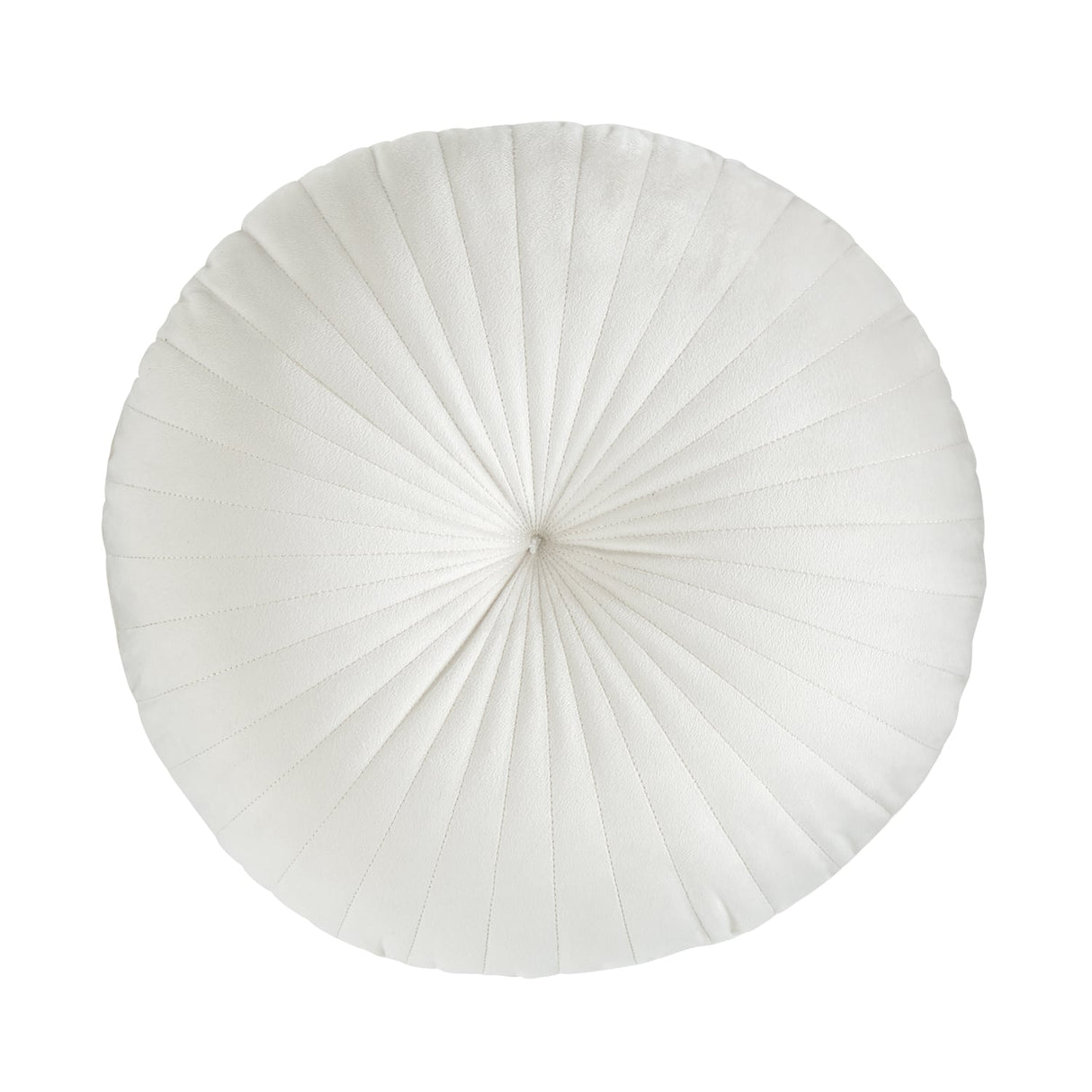 Catherine Lansfield Pleated Round Button Filled Cushion - Natural - Round Cushion Natural
