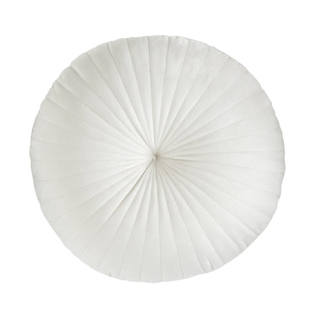 Catherine Lansfield Pleated Round Button Filled Cushion - Natural - Round Cushion Natural