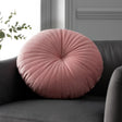 Catherine Lansfield Pleated Round Button Filled Cushion - Pink
