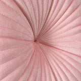 Catherine Lansfield Pleated Round Button Filled Cushion - Pink - Round Cushion Pink