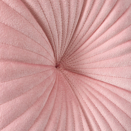 Catherine Lansfield Pleated Round Button Filled Cushion - Pink - Round Cushion Pink