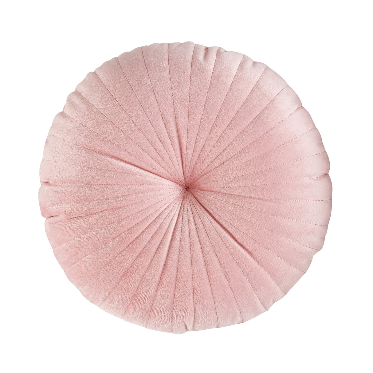 Catherine Lansfield Pleated Round Button Filled Cushion - Pink - Round Cushion Pink