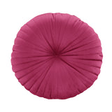 Catherine Lansfield Pleated Round Button Filled Cushion - Hot Pink - Velvet Round Cushion Hot Pink