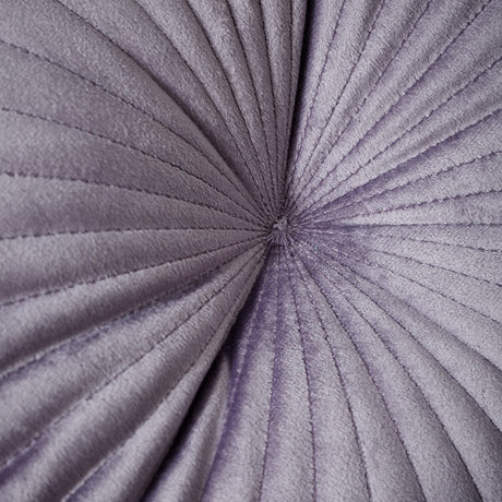 Catherine Lansfield Pleated Round Button Filled Cushion - Lilac - Velvet Round Cushion Lilac