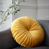 Catherine Lansfield Pleated Round Button Filled Cushion - Grey