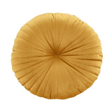 Catherine Lansfield Pleated Round Button Filled Cushion - Teal - Velvet Round Cushion Mustard