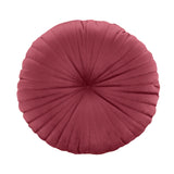 Catherine Lansfield Pleated Round Button Filled Cushion - Grey - Velvet Round Cushion Raspberry Cushion