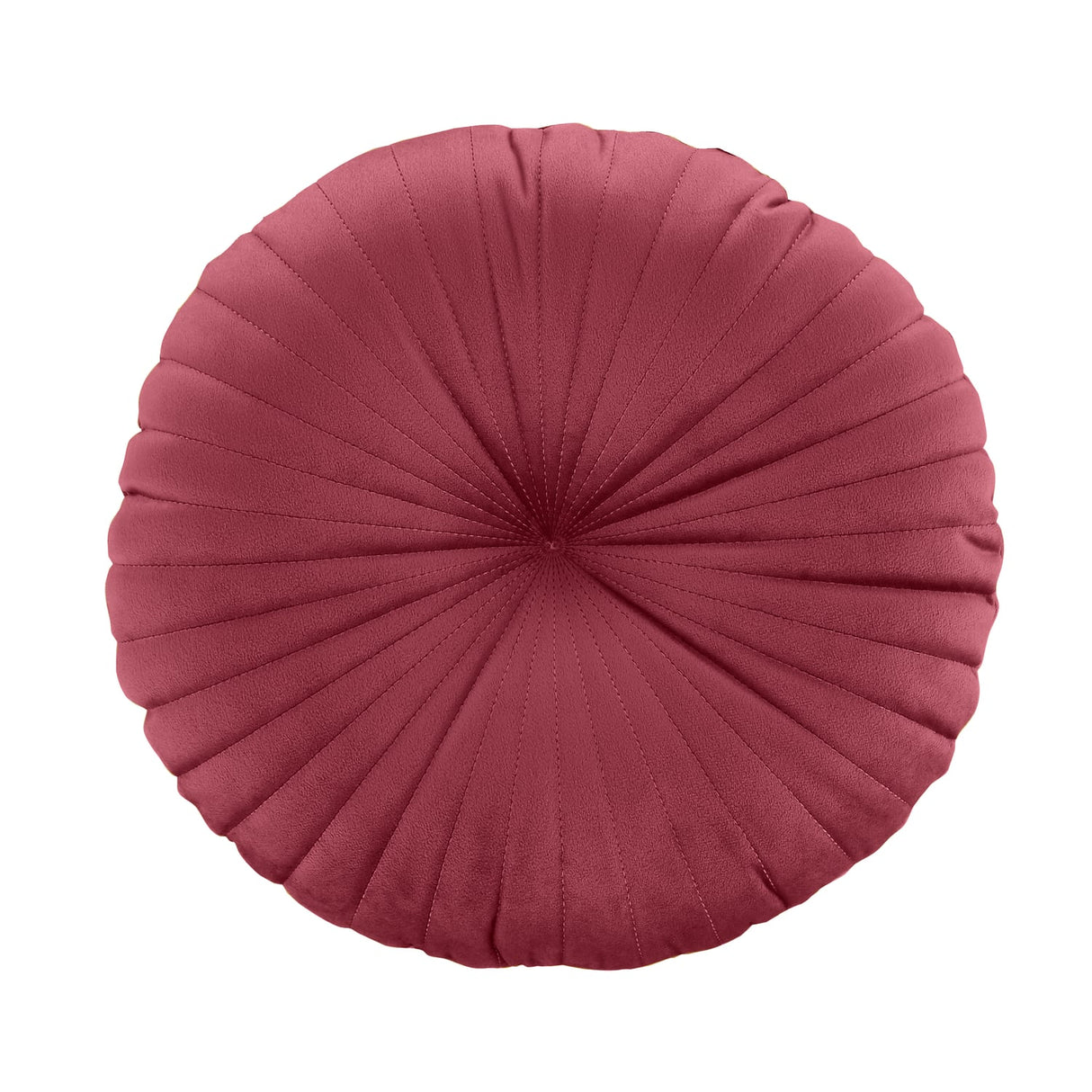 Catherine Lansfield Pleated Round Button Filled Cushion - Teal - Velvet Round Cushion Raspberry Cushion