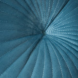 Catherine Lansfield Pleated Round Button Filled Cushion - Teal - Velvet Round Cushion Teal