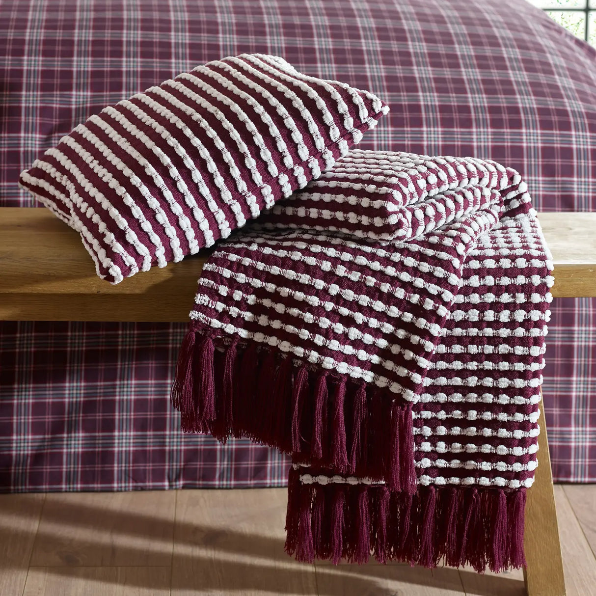 Catherine Lansfield Stab Stitch Filled Cushion 43cm x 43cm - Plum image 4