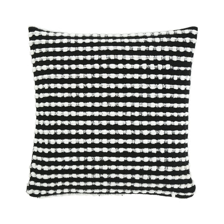 Catherine Lansfield Stab Stitch Filled Cushion 43cm x 43cm - Black - Stab Stitch Black Cushion