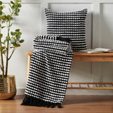 Catherine Lansfield Stab Stitch Filled Cushion 43cm x 43cm - Black - Stab Stitch Black Group