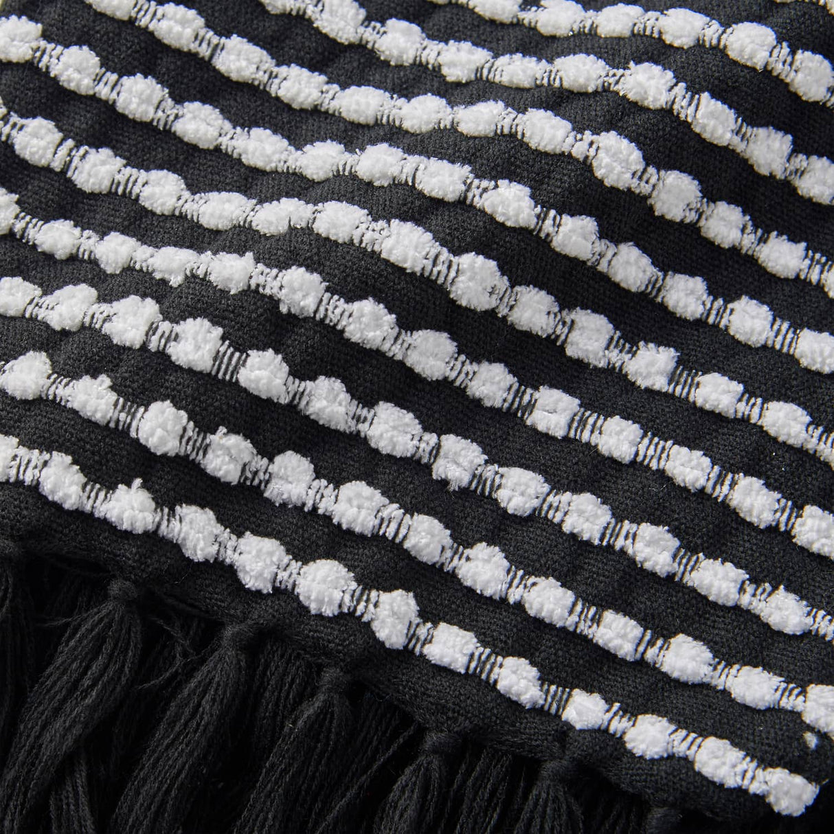 Catherine Lansfield Stab Stitch Throw – Black – 125cm x 150cm - Stab Stitch Black Throw
