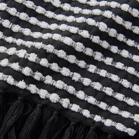 Catherine Lansfield Stab Stitch Throw – Black – 125cm x 150cm - Stab Stitch Black Throw