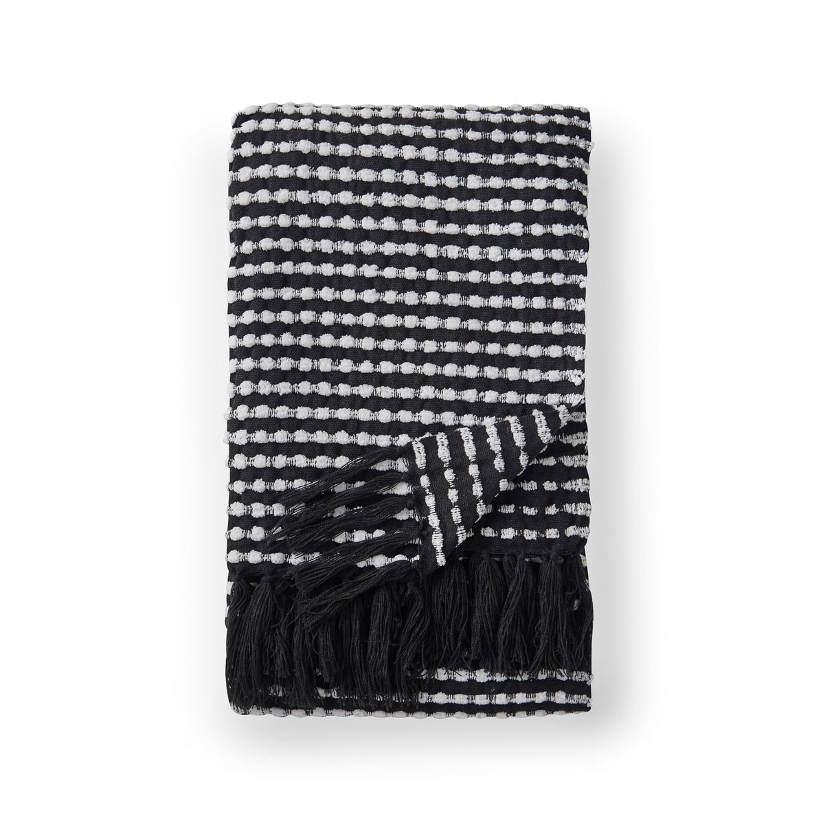 Catherine Lansfield Stab Stitch Throw – Black – 125cm x 150cm - Stab Stitch Black Throw