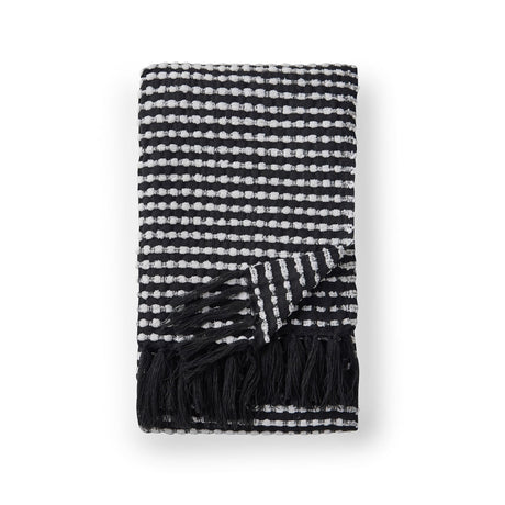 Catherine Lansfield Stab Stitch Throw – Black – 125cm x 150cm - Stab Stitch Black Throw