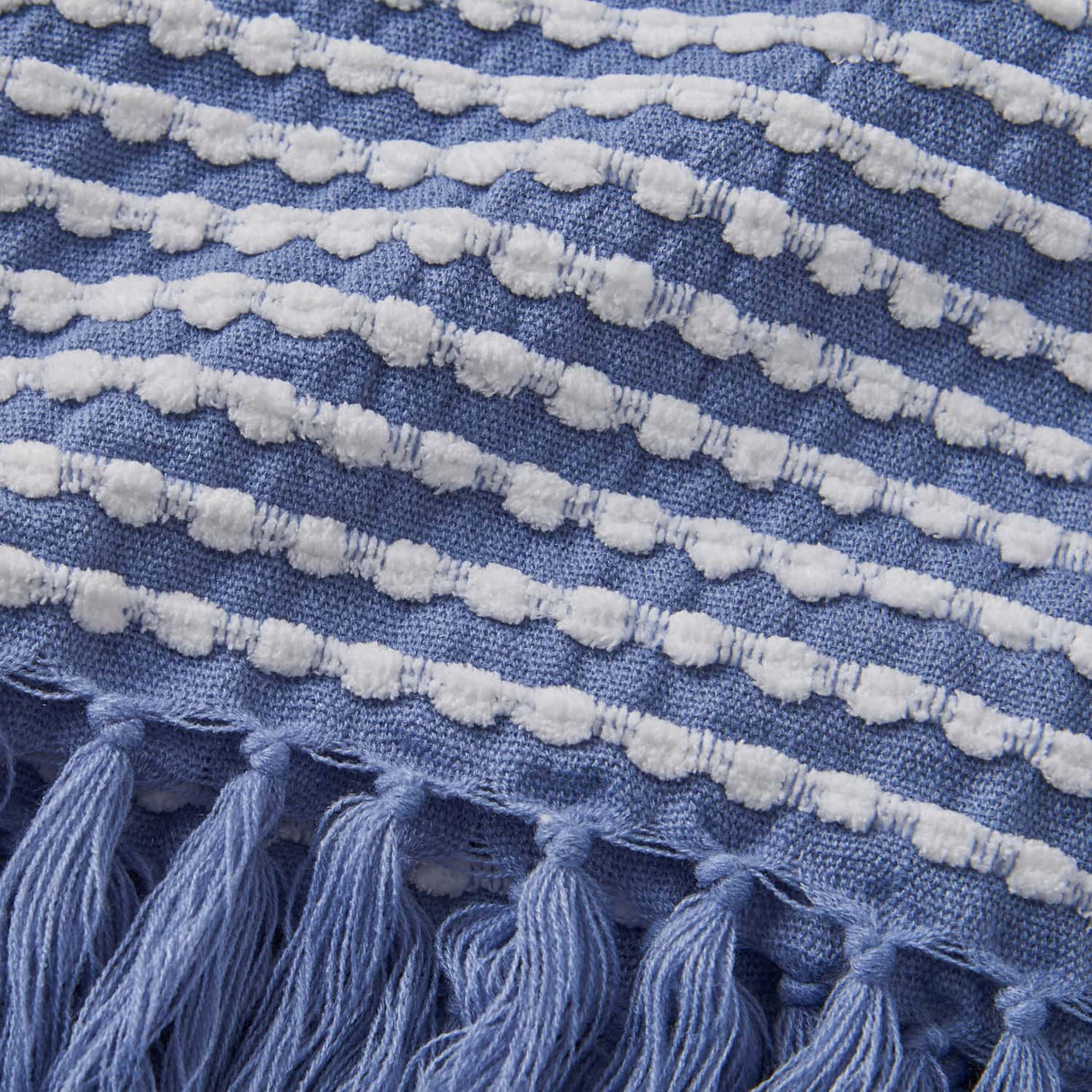 Catherine Lansfield Stab Stitch Throw – Blue – 125cm x 150cm - Stab Stitch Blue Throw