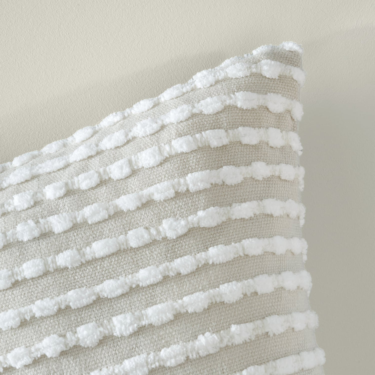 Catherine Lansfield Stab Stitch Filled Cushion 43cm x 43cm - Natural - Stab Stitch Cushion Natural