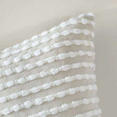 Catherine Lansfield Stab Stitch Filled Cushion 43cm x 43cm - Natural - Stab Stitch Cushion Natural