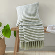 Catherine Lansfield Stab Stitch Natural Lined Eyelet Curtains - Sage Green