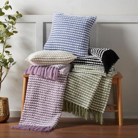 Catherine Lansfield Stab Stitch Throw – Natural – 125cm x 150cm - Stab Stitch Group Mage