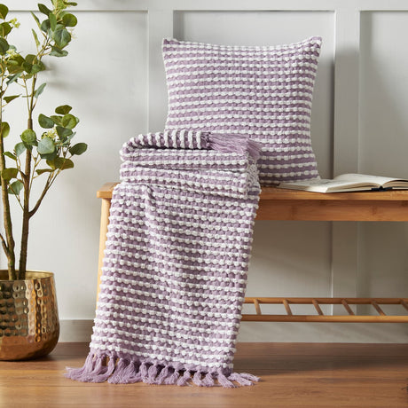 Catherine Lansfield Stab Stitch Filled Cushion 43cm x 43cm - Lilac - Stab Stitch Lilac Group