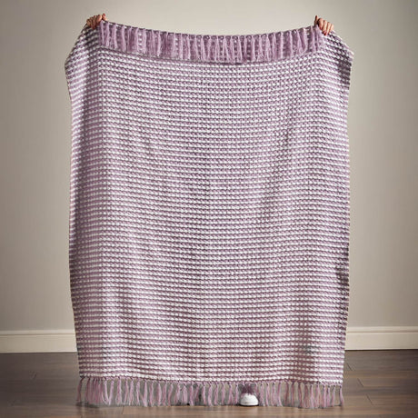 Catherine Lansfield Stab Stitch Throw – Lilac – 125cm x 150cm - Stab Stitch Lilac Throw