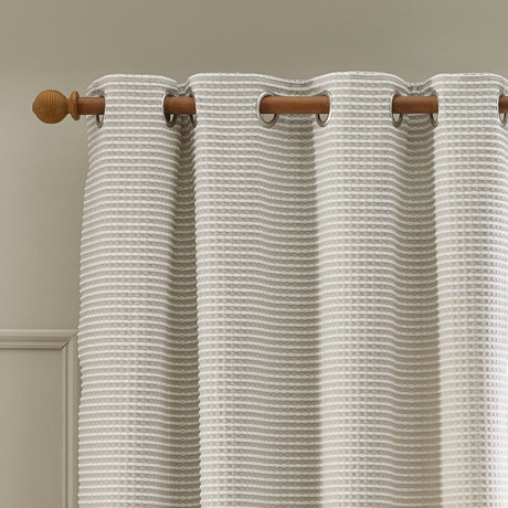 Catherine Lansfield Stab Stitch Natural Lined Eyelet Curtains - Sage Green - Stab Stitch Natural Curtains